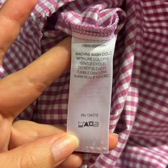 Vineyard Vines Purple Gingham Popover Button Shirt, Sz 00 - Picture 5 of 7